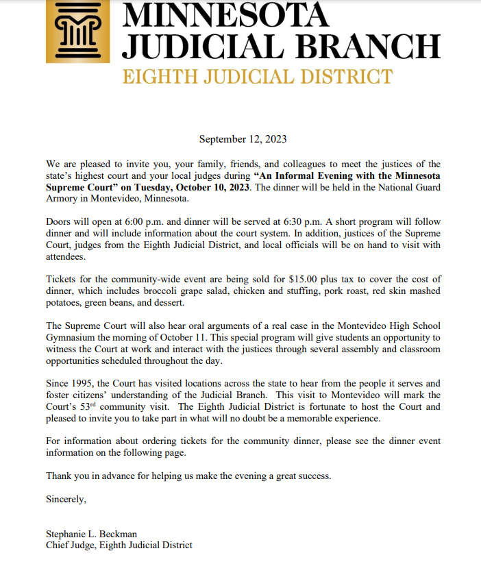Letter from Chief Judge